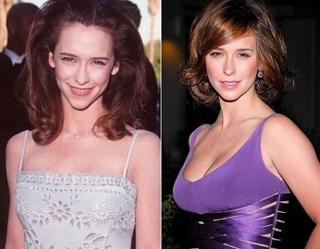 A before and after picture of Jennifer's transforming body.